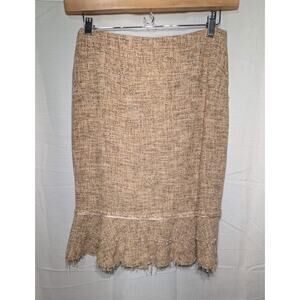 Anne Klein Women's Tweed Pencil Skirt Sz 4 Beige Cream Career Neutral‎ Elevated